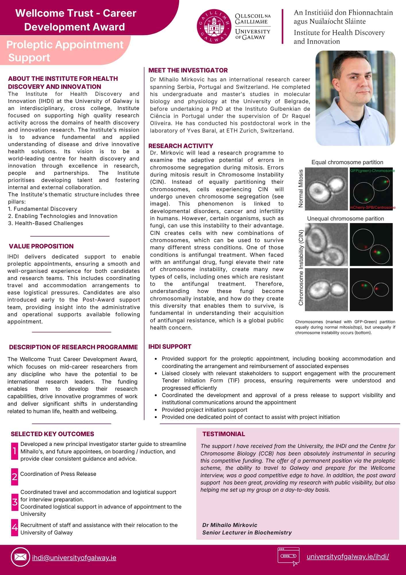 Overview of Post Award Support for Wellcome Trust Career Development Award